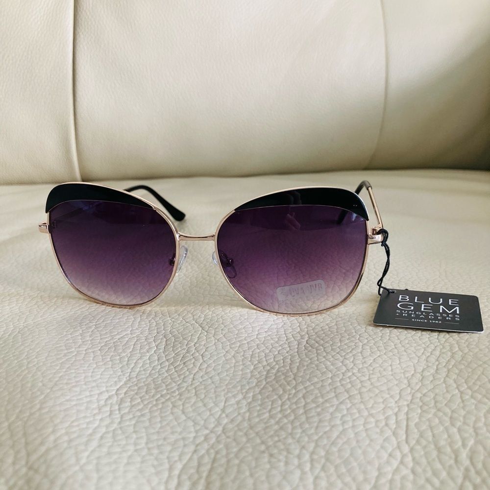 Blue Gem Gold Frame Chic Sunnies Sunglasses Ladies